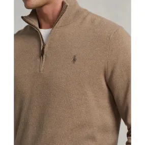 Wool Quarter-Zip Sweater - Camel Brown