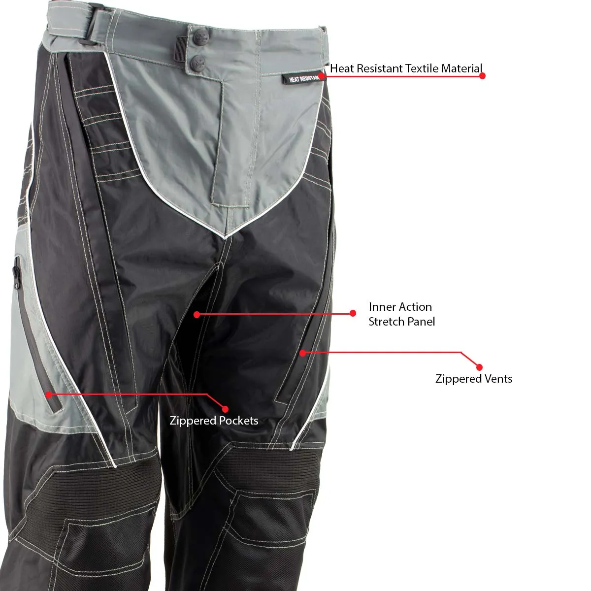 Xelement B4402 Men's Advanced Black and Grey Advanced X-Armored Tri-Tex Fabric Motorcycle Pants