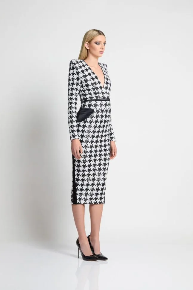 Zhivago Sequin Houndstooth Dress