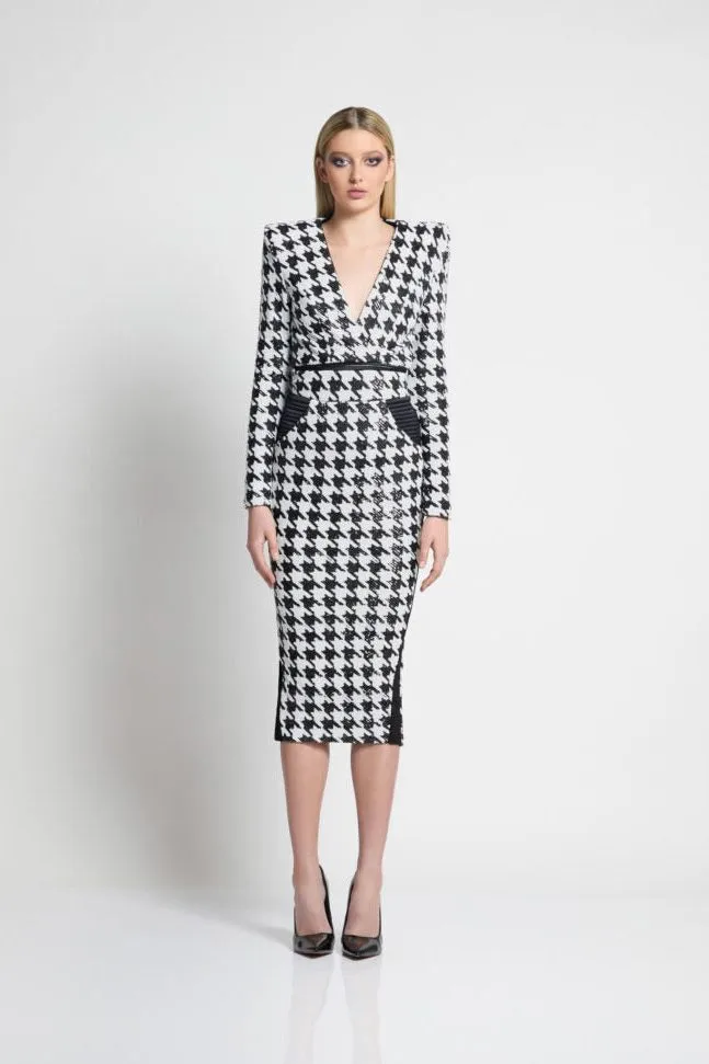 Zhivago Sequin Houndstooth Dress