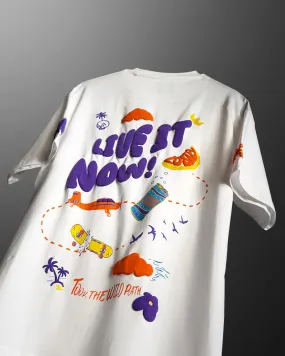 ZOSTEL LIVE IT NOW Oversized T-shirt White